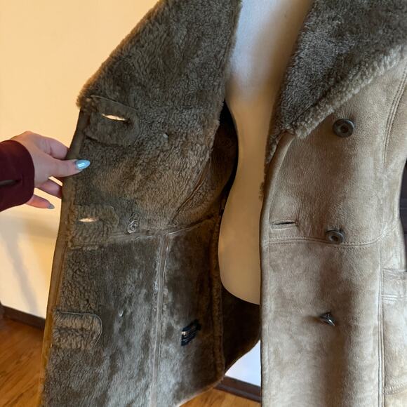 FRIITALA | 100% Sheepskin Shearling Car Length Double Breasted Coat Size 40 / 8 - Picture 5 of 8